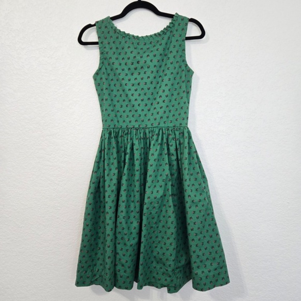 Vintage Angelica‎ Green Floral Dress Sleeveless Fit & Flare Size 6 Made in USA - Picture 5 of 7